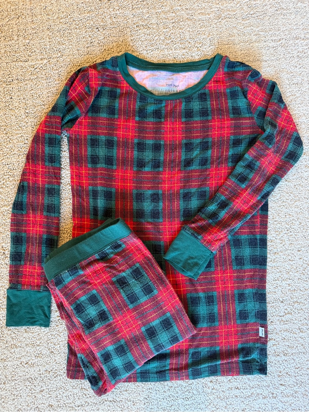 Little Sleepies Holiday Tartan Red and Green Plaid Kids Pajama Set